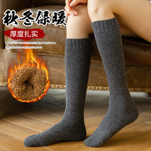 袜子女秋冬季加厚保暖长筒袜毛圈小腿袜女学生jk日系加绒高筒棉袜