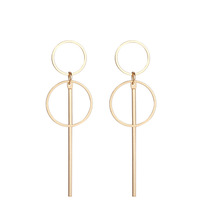 韩版创意简约时尚几何长款大小圆圈流苏耳钉耳坠耳饰