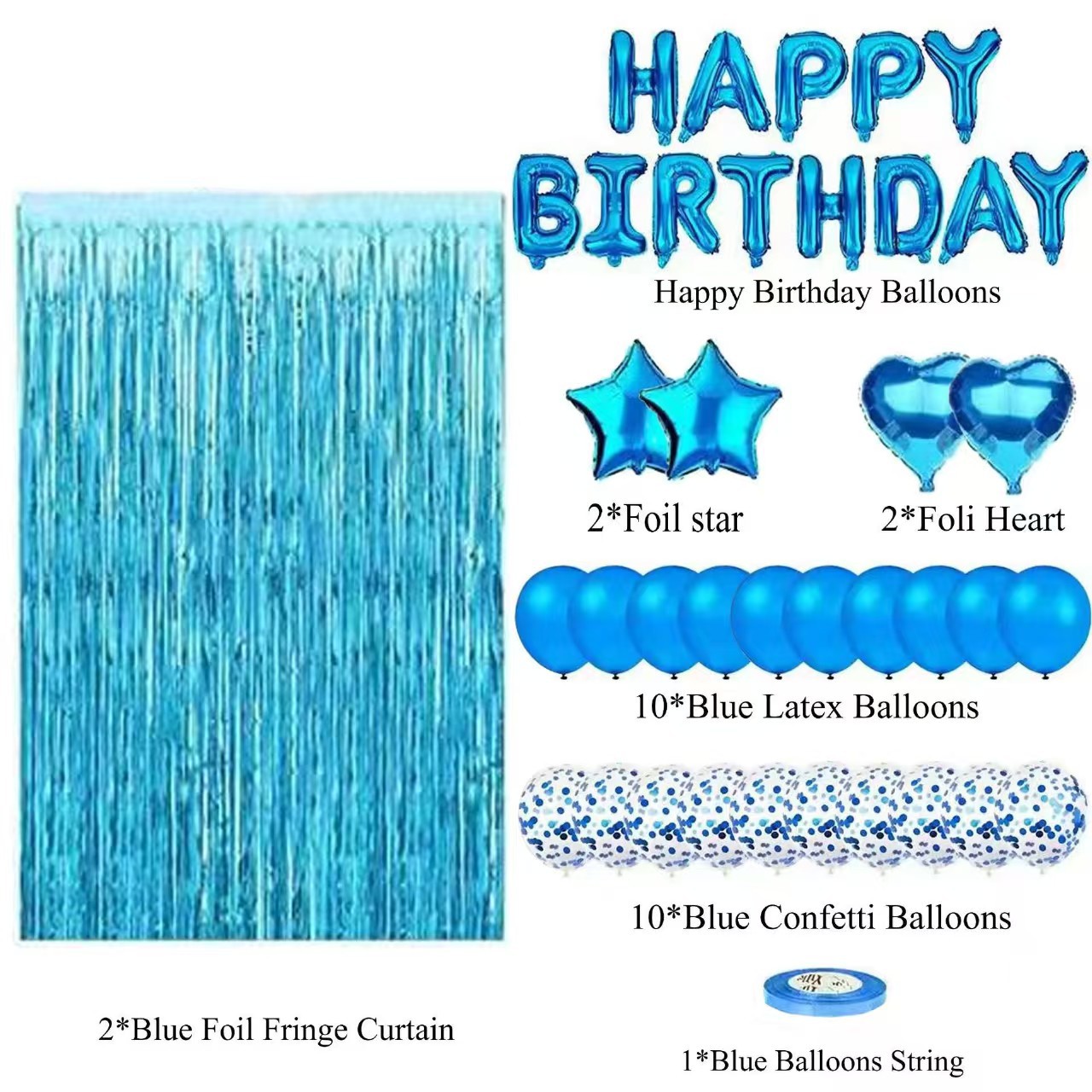 Feliz cumpleaños transfronterizo letra paquete de globos de película de aluminio fiesta de cumpleaños decorada paquete de látex celebración de Navidad