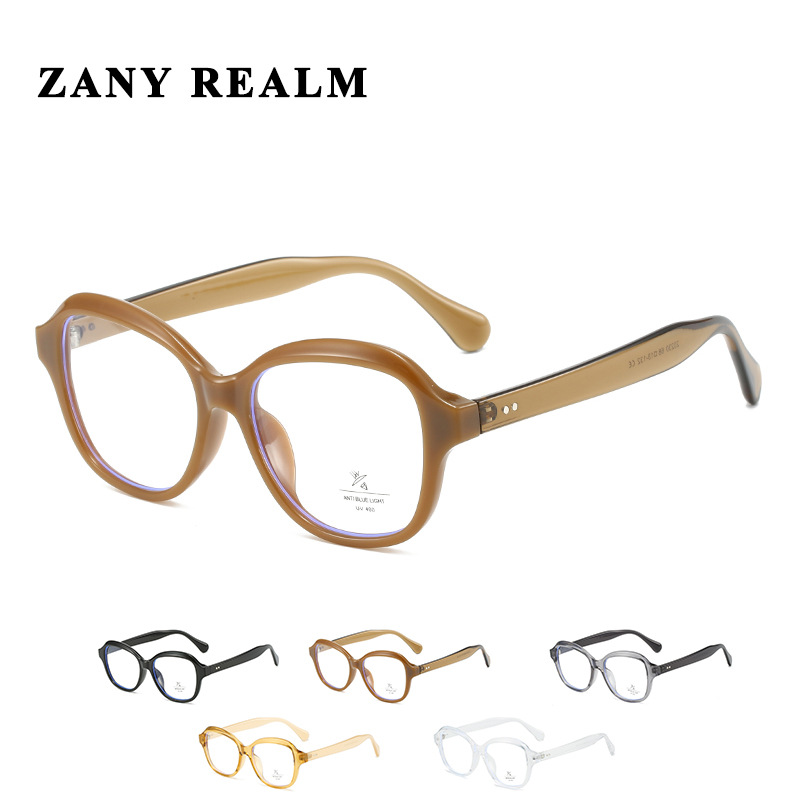 Nuevo marco negro liso cara redonda anti-azul gafas de luz pequeña fragancia viento Red rojo Maillard gafas lisas hombres y mujeres fabricantes en stock