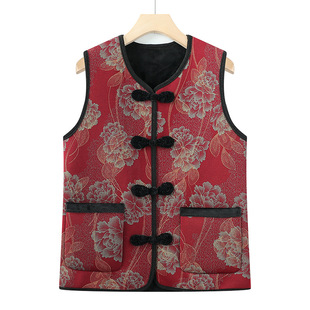 Middle-aged Grandma Spring and Autumn fleece-lined Vest Clothes for the Elderly Mother Old Lady Wearing Waistcoat Sleeveless Top