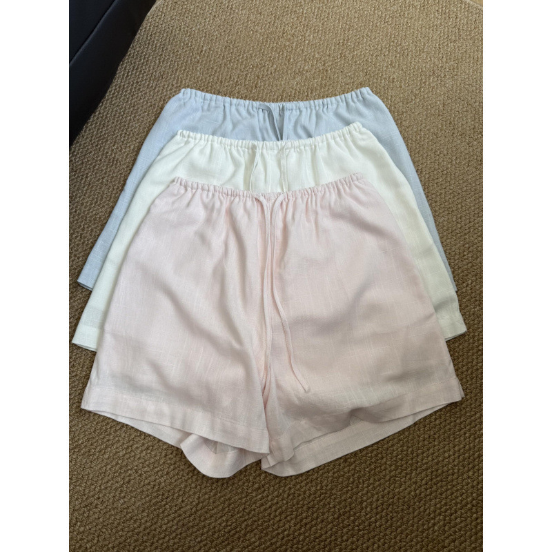 Baby Cream-Colored Linen Shorts, Loose Fit for Commuting and Vacation, New Summer Style, Thin A-Line Wide-Leg Design
