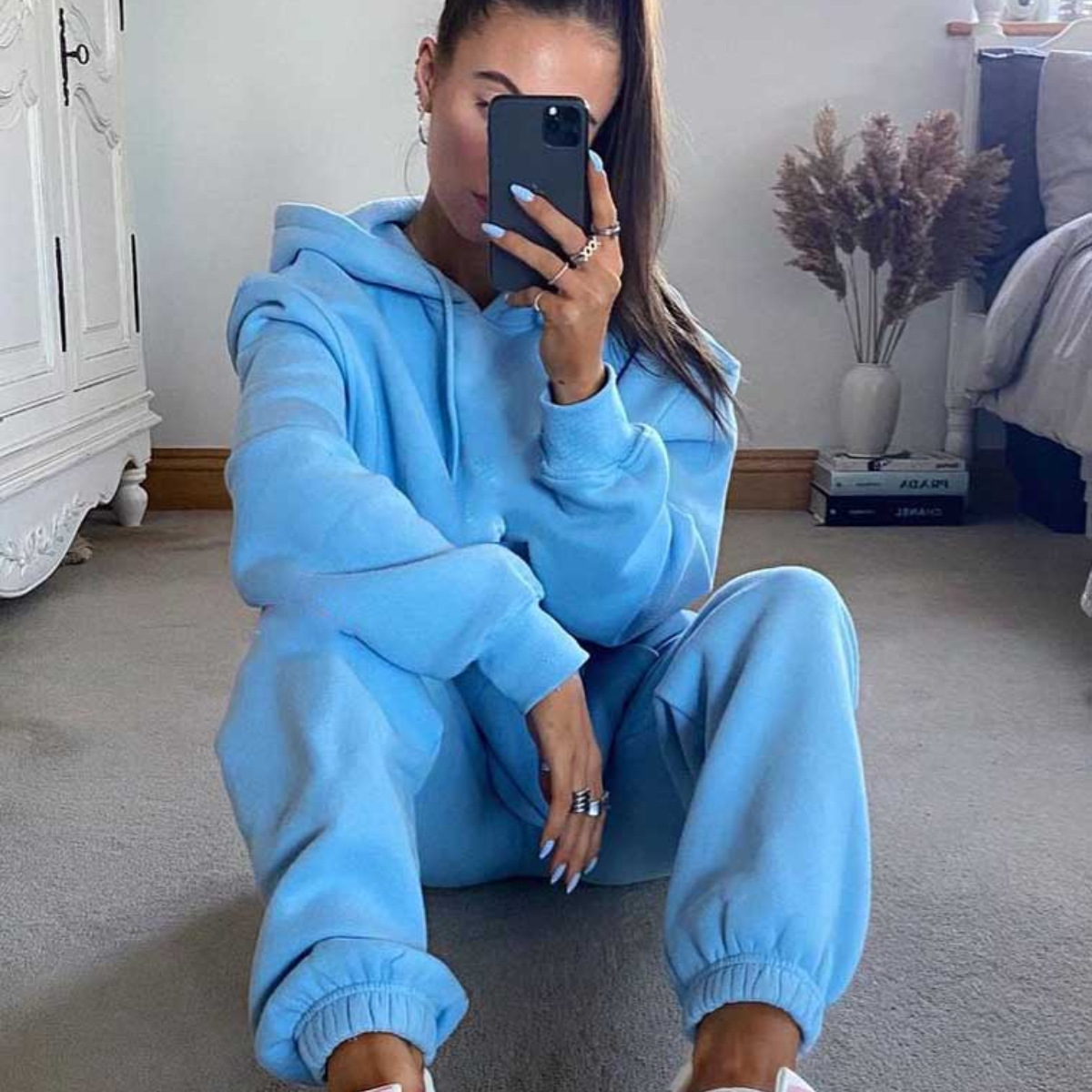 Ensemble Décontracté Femme À Capuche Avec Pantalon Et Poches_voghion.com