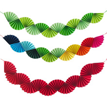 婚礼纸扇拉旗生日快乐装饰节日派对装饰道具扇形折扇拉花彩带挂饰