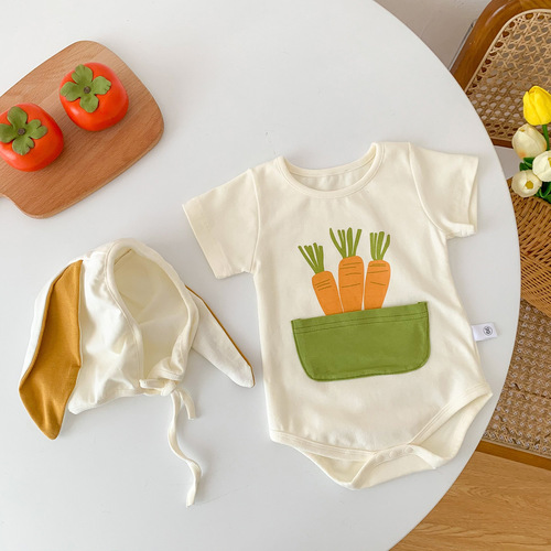 Baby  Summer Pouch Suit Summer Thin Version Unisex Baby Hairy Suit Newborn Clothes Super Cute with Hat