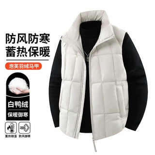 潮牌跨境户外运动工装男轻薄羽绒马甲无袖立领可二开情侣背心