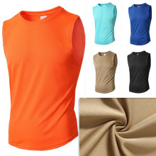 跨境外贸男士健身运动欧码无袖背心夏季针织网眼工字背心男美式