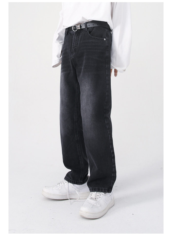 Quần jean nam ống thẳng lửng 9 tấc cạp vừa phong cách Hàn Quốc — Màu xám, Màu đen, Xanh denim, Xanh lam đậm chi tiết 25