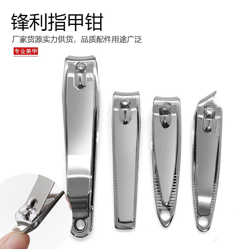 Wholesale stainless steel nail clippers with large opening, file and angled blade for nail trimming and manicure