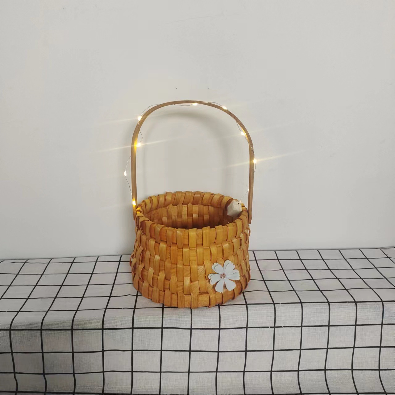 1492g Weight Storage Basket Storage & Cleaning 1 Piece Quantity Home Occasion Wood Material Valentine'S Day Festival Bow Knot Pattern Pastoral Style Pastoral Bow Knot Wood Storage Basket 7