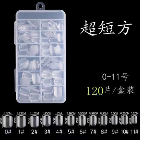 European and American New Style Short Style Wearable Nails Trapezoidal Almond Nails Full Stickers and Half Stickers Dual-Use Manicure Ultra-Thin Traceless Transparent