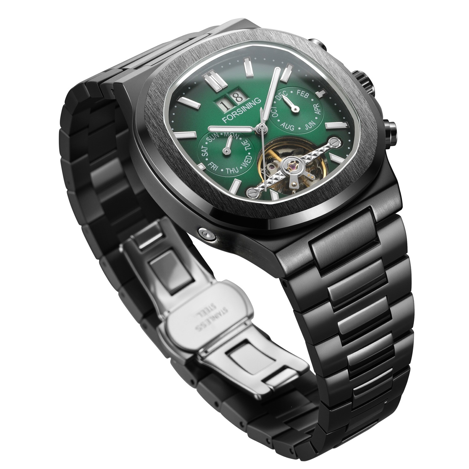 Forsining Automatic Men's Mechanical Watch Hollow Flywheel Design_voghion.com