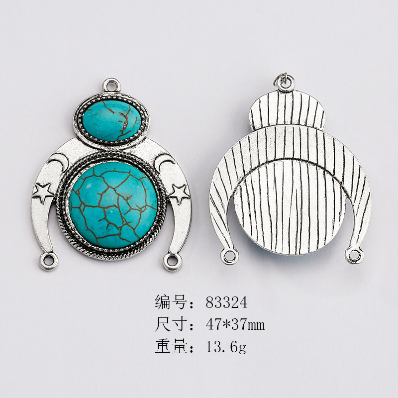 Venta caliente transfronteriza estilo europeo y americano retro nativo americano newahox turquesa joyería accesorios imitación DIY colgante