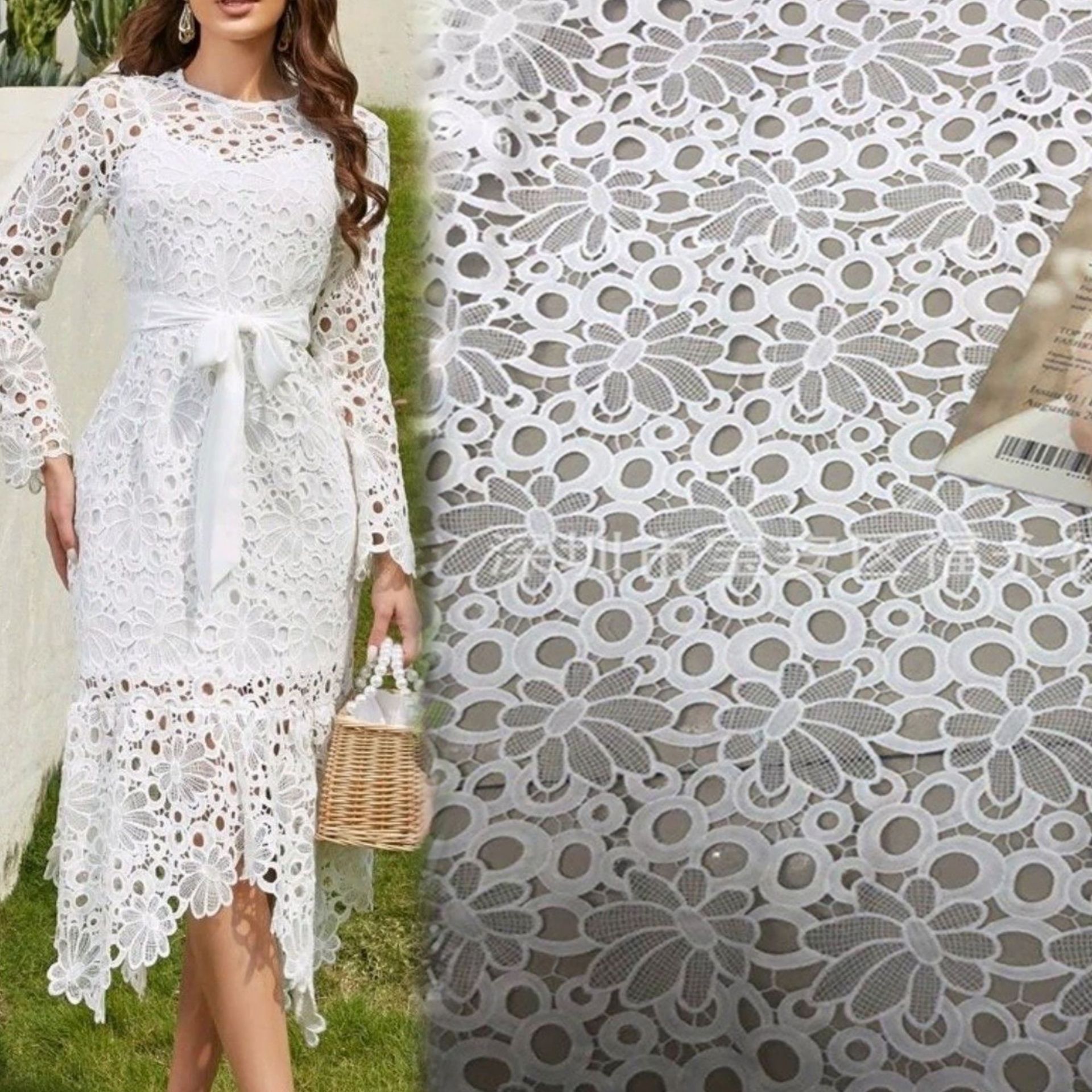 牛奶丝绣花 水溶刺绣蕾丝花边网布 服装婚纱时尚裙摆饰品面料辅料