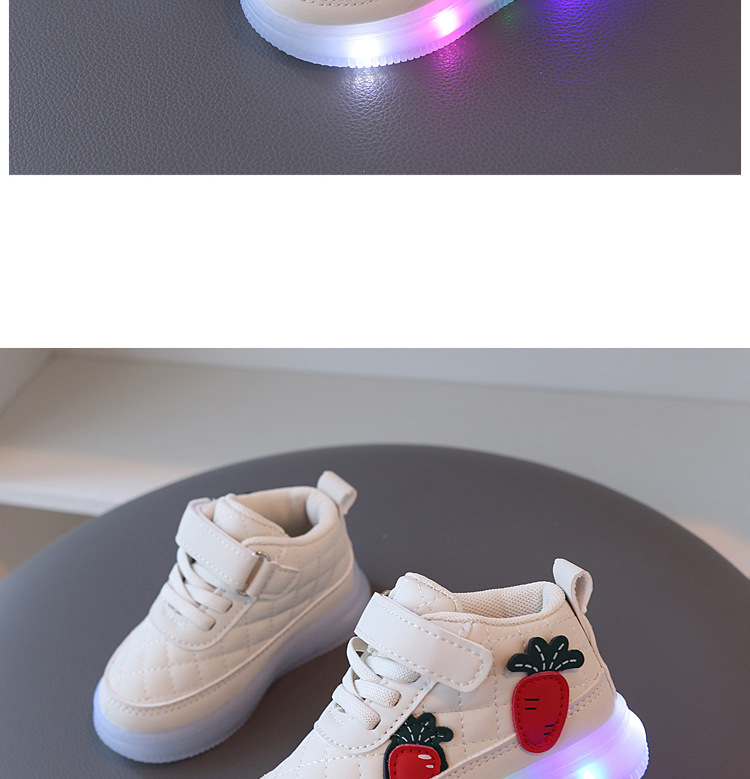 Childrens Light Up Sneakers Strawberry Cartoon Walking Shoes_voghion.com