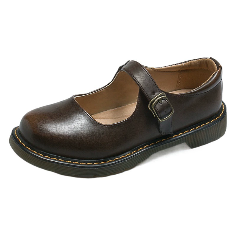 Новые летние маленькие кожаные туфли для женщин, женские весенние туфли Морі в японском стиле в студенческом стиле на мелкой плоской подошве в стиле ретро