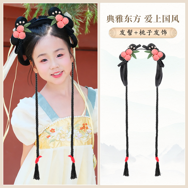 치자나무 부드러운 머리띠 브레이드 + 복숭아 헤어 액세서리 한 쌍