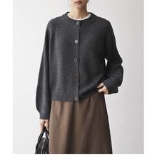 篙阶品质英国小众牌羊绒羊毛纯色细织针织毛衣开衫外套女秋冬