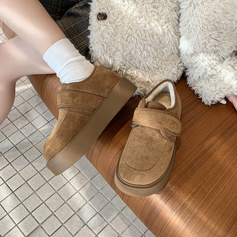 Хлопковая толстая подошва плюс бархатная фасоль Bucken обувь женская 2024 новая осенняя и зимняя обувь Baken хлопок обувь теплые снежные сапоги