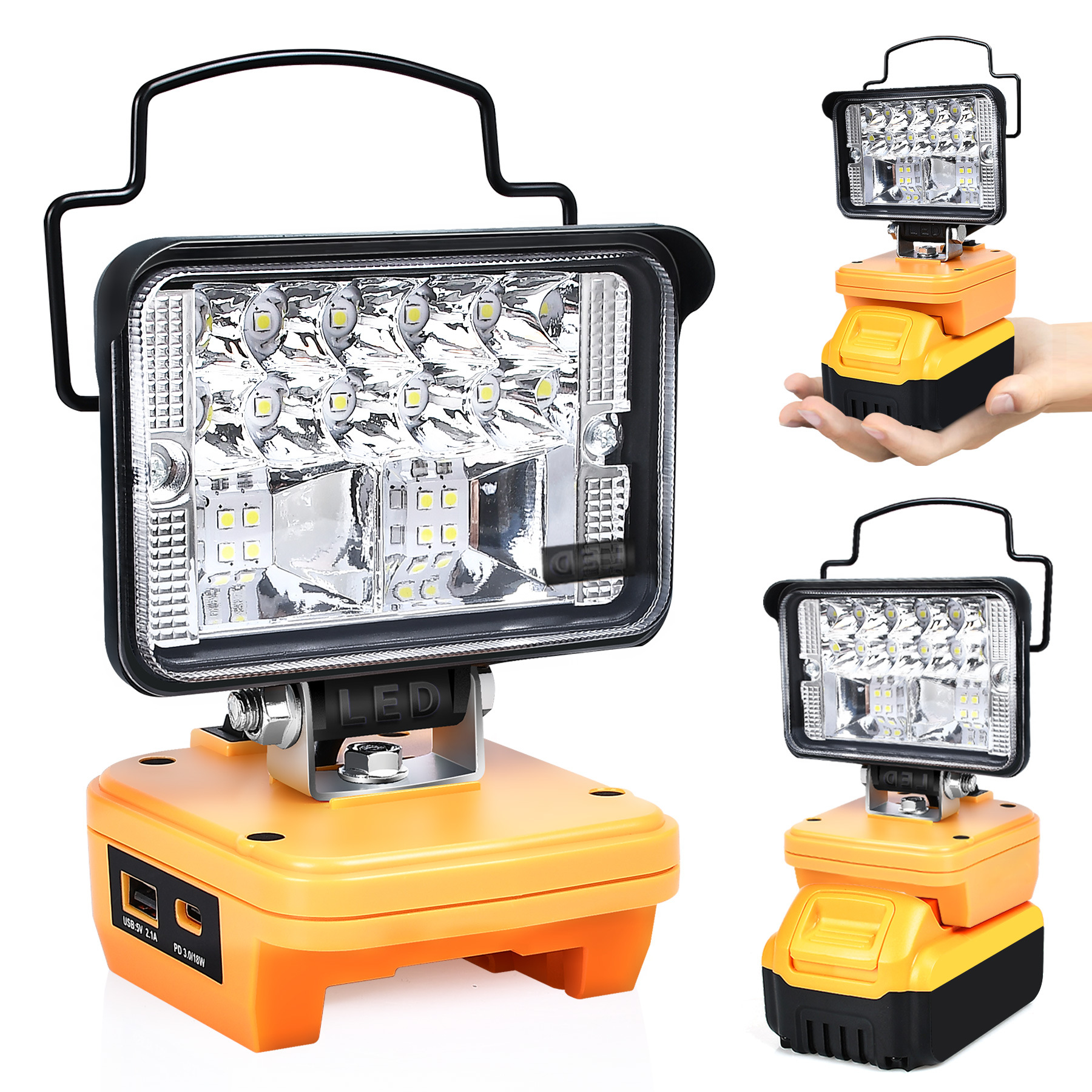 Cargador de batería de litio USB tipo C de 18 W de carga rápida, adecuado para iluminación de ingeniería exterior LED DeWalt