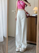 2024夏季新款肌理竹节设计牛仔裤女潮牌垂感白色高级感休闲裤