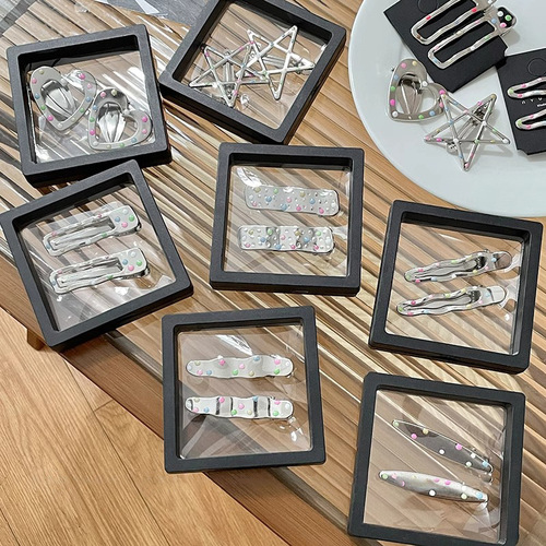 Colorful wave drip oil silver metal hair clip for women side clip water drop hair accessory fringe clip sweet cool style