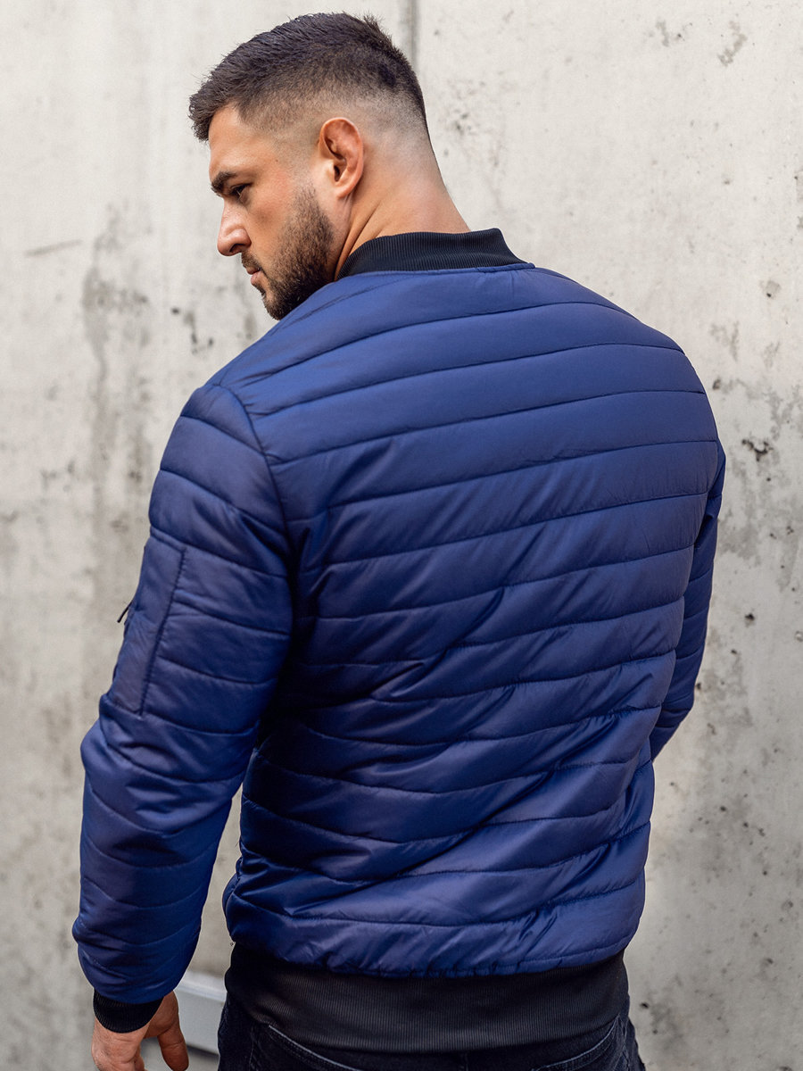 Men's Padded Quilted Stand Collar Warm Cotton Coat Jacket_voghion.com