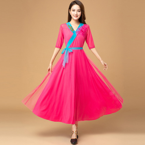 Luoshen Spring and Summer New Square Dance Costume Set Women's Classical Ethnic Dress Performance Hanfu Performance Dance Costume