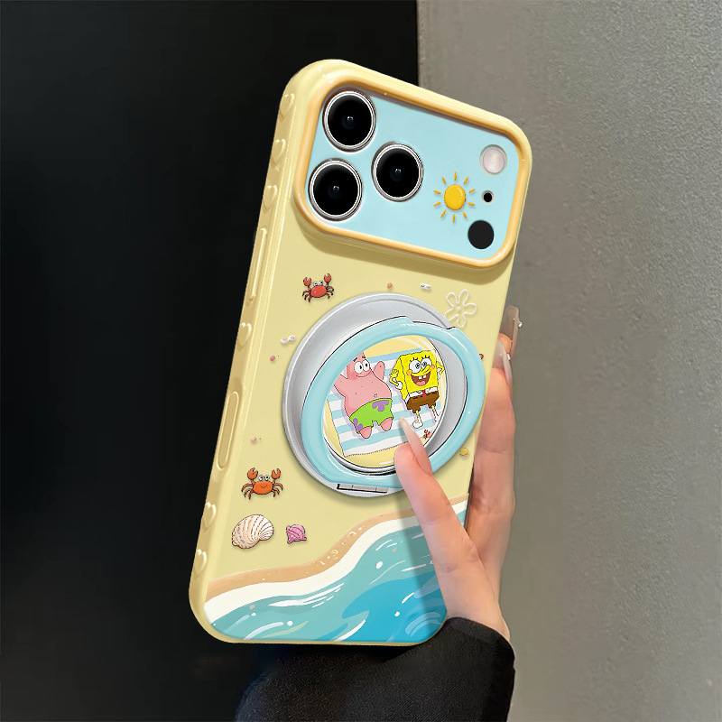 Cute Spongebob Squarepants Suitable for 17Promax Apple Phone Case 15 Silicone 16 Rotating Stand 14 Cartoon 13 Female Cute Spongebob Squarepants Suitable for 17Promax Apple Phone Case 15 Silicone 16 Rotating Stand 14 Cartoon 13 Female