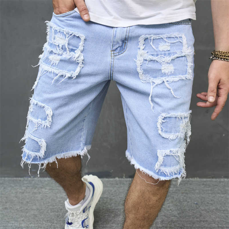 Herren Casual Shorts, Neue Jeans mit Löchern locker sitzend trendy, und Capris_voghion.com