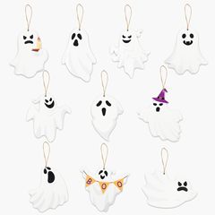 クロスボーダーホットハロウィンゴースト木製吊り下げパーティーウッドギフトタグ装飾ホーム暖炉ツリー壁装飾