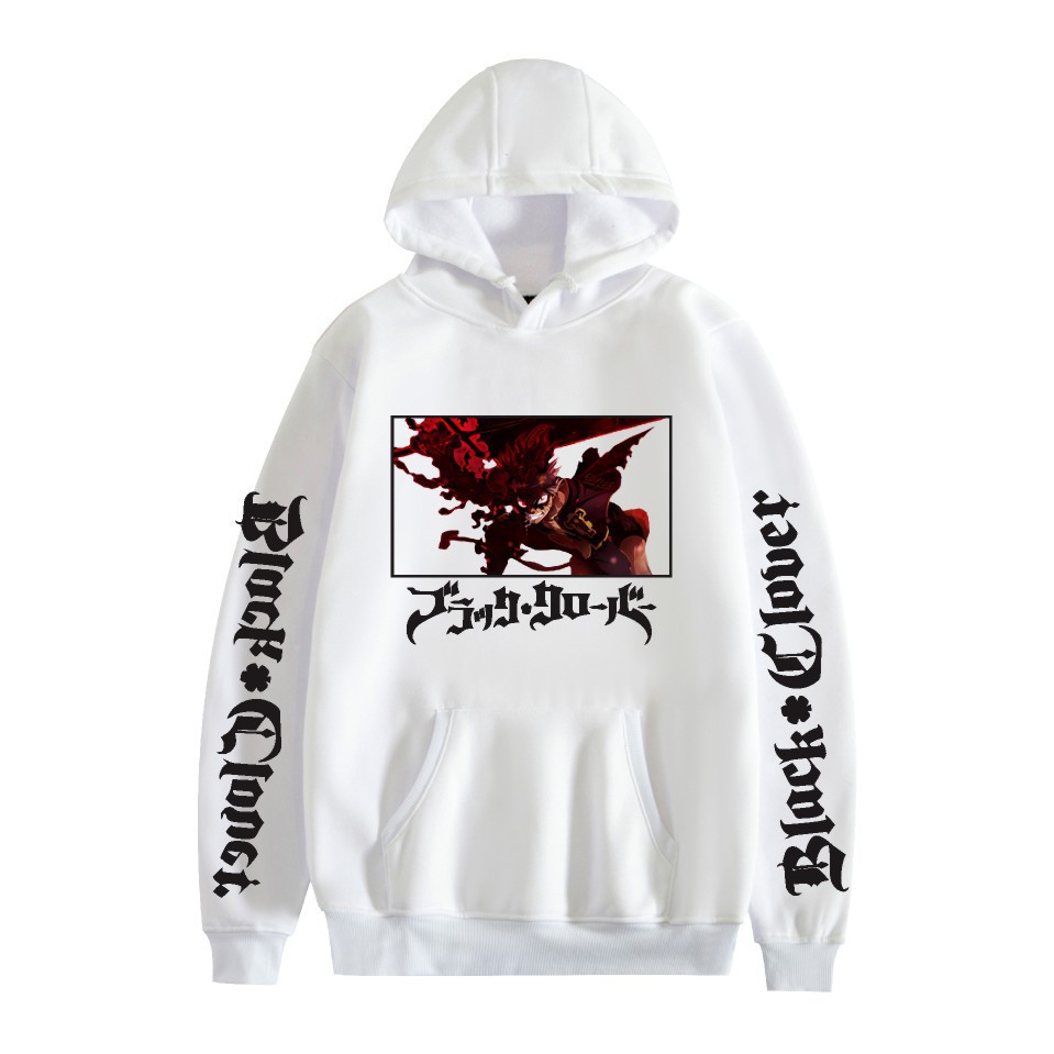 Nuevo estilo transfronterizo popular popular japonés riman black de cuatro hojas-Black Clover más suéter con capucha de terciopelo para mujer