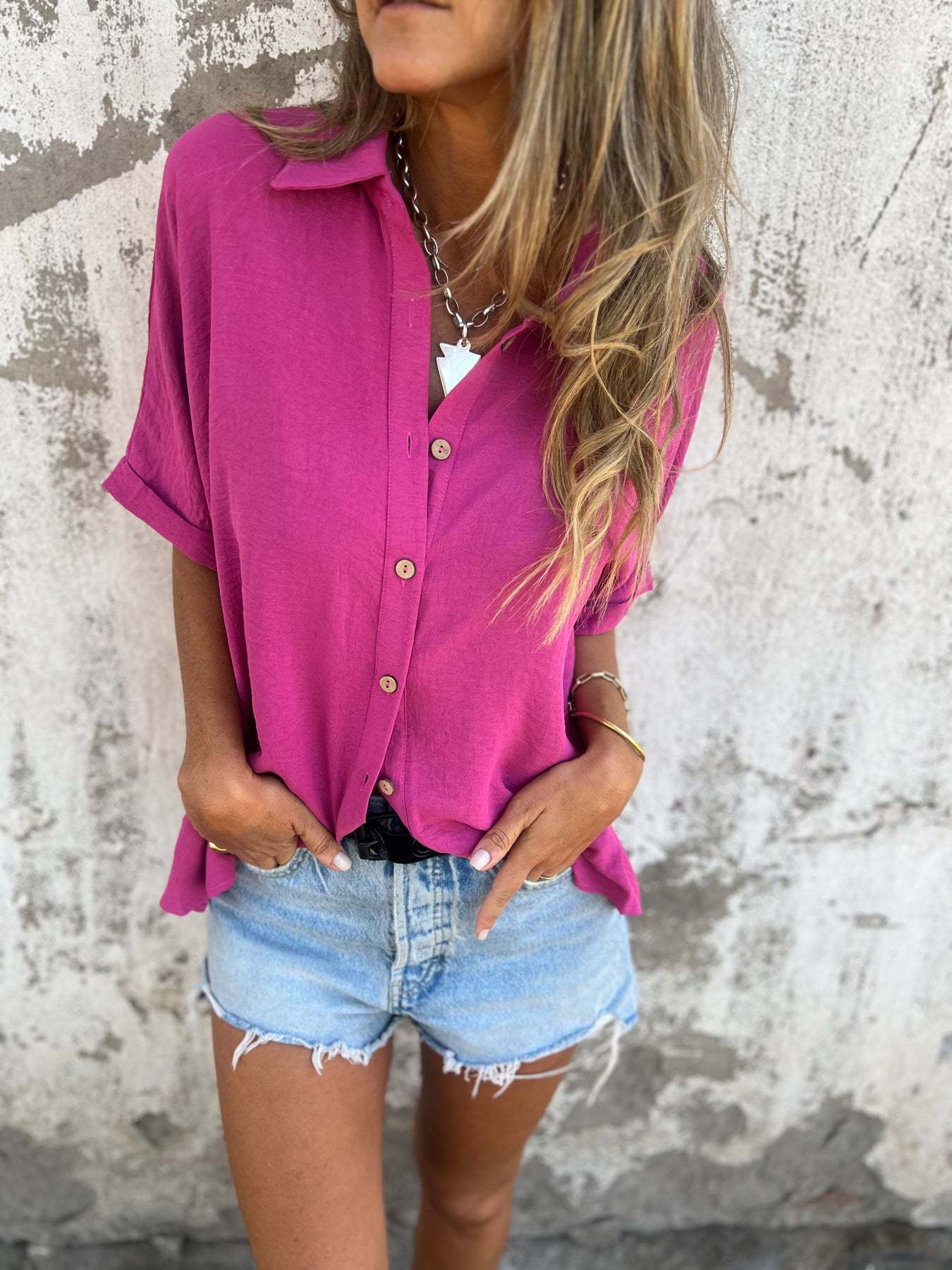 2026 Cross-Border European And American Independent Site Spring/Summer Women's Turn-Down Collar Casual Top_ecoleips.com