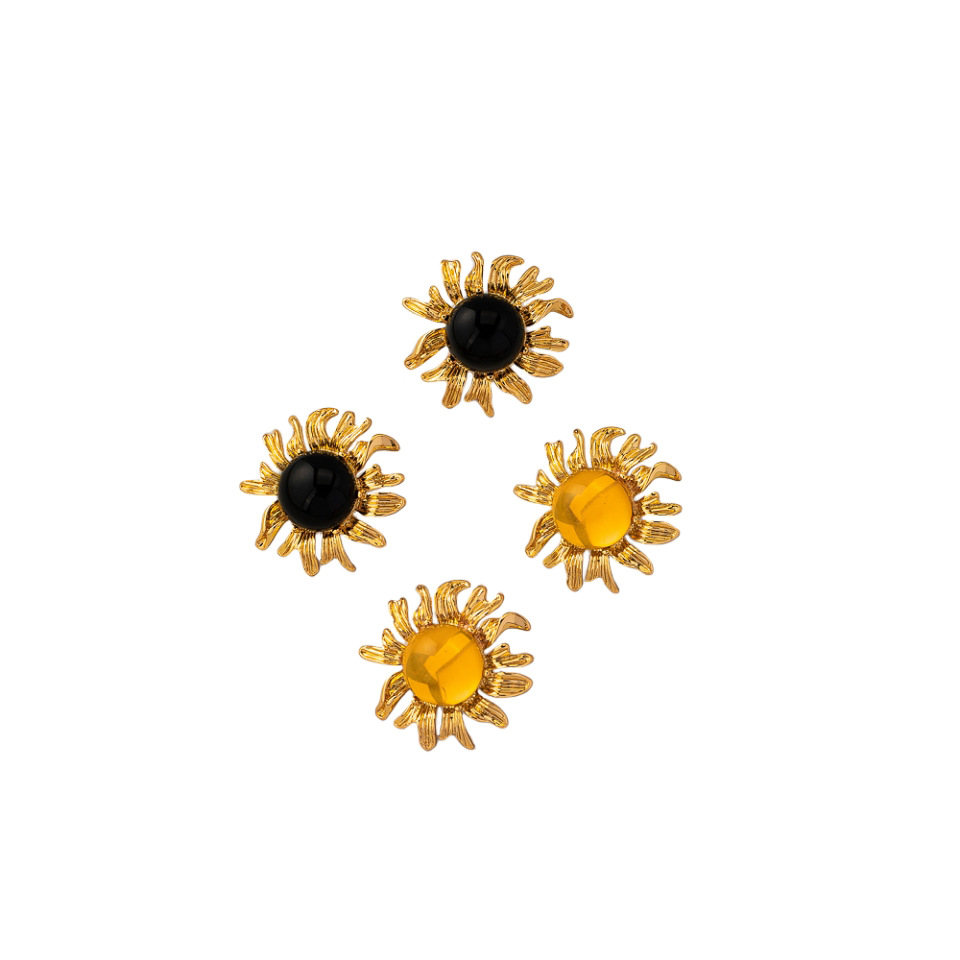1 Pair Retro Sun Plating Copper Alloy Ear Studs display picture 6