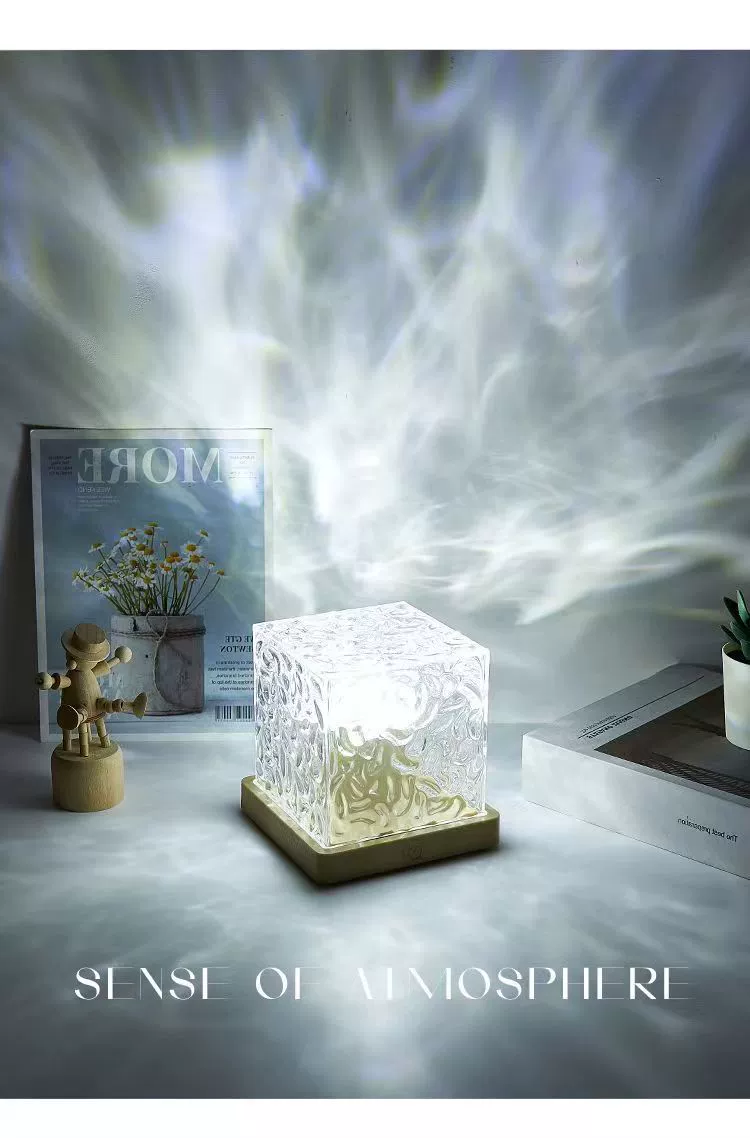 Square Ambient Night Light, Bedside Table Lamp, Multiple Color Modes & Rechargeable Options