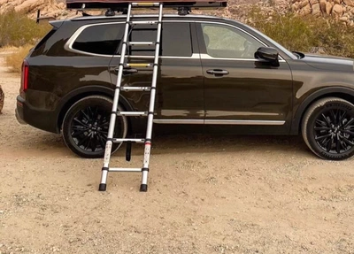 Avtomobil dam çadırları – Thickened Waterproof Tent - 23m-silver-aluminum-alloy-telescopic-ladder-2-3-people