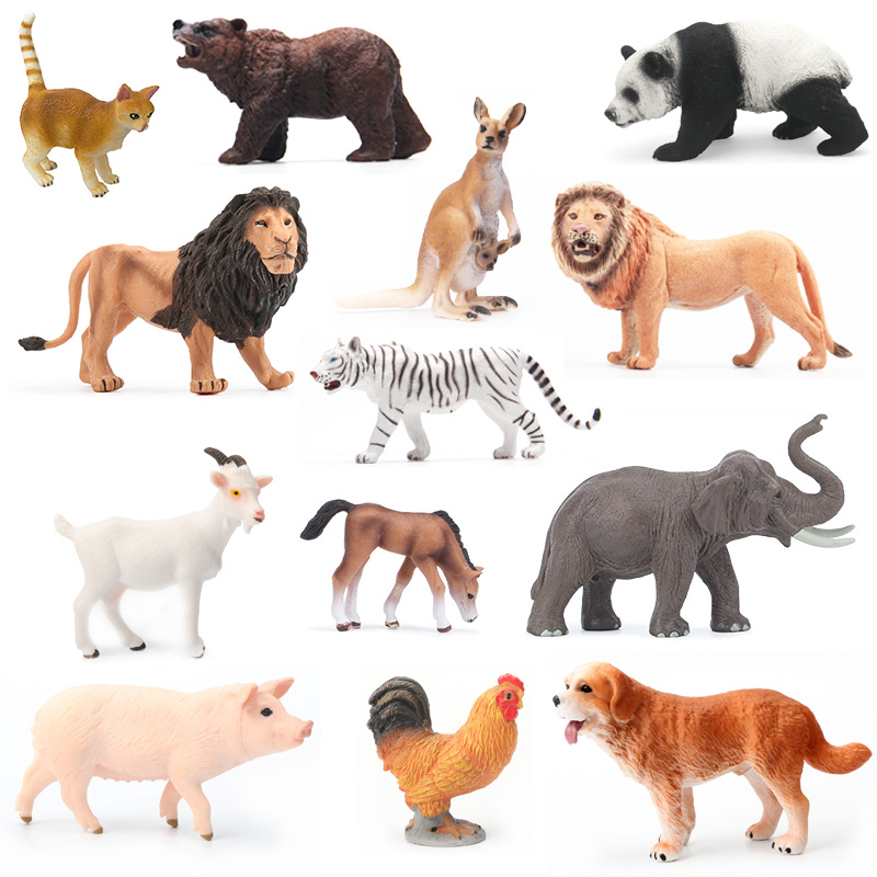 外貿實心仿真動物模型豬狗馬獅長頸鹿大象牛老虎棕熊兒童農場玩具