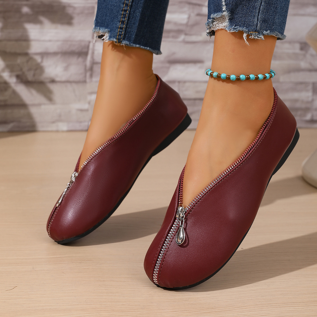 Mocassini donna comodi scarpe basse slip on con cerniera_voghion.com