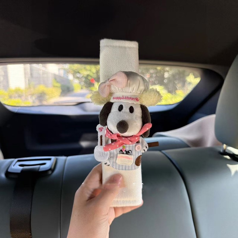 Snoopy Cute Puppy Car Decoration Seatbelt Shoulder Pad Plush Toy New Car Essentials Cross-Border Souvenir