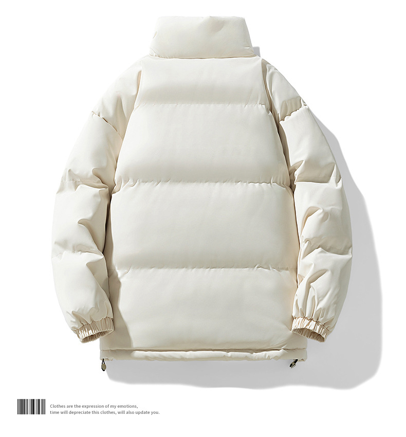 Men's Winter Couple Stand Collar Outdoor Cotton Coat Thickened Warm Solid Color Trendy Brand Plus Size Puffer Jacket_voghion.com