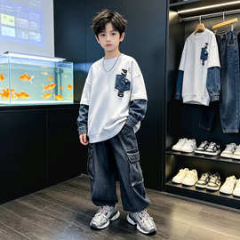 男童秋装套装2026新款潮儿童潮衣春秋款中大童卫衣两件套秋季痞帅