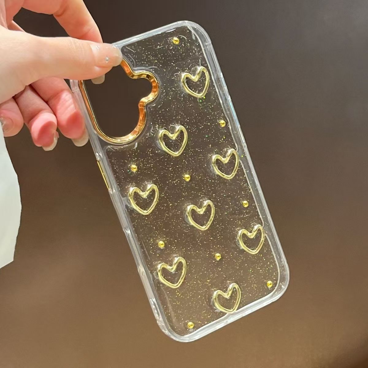 滴胶金色立体爱心蝴蝶结适用苹果17promax手机壳iphone13新款15女