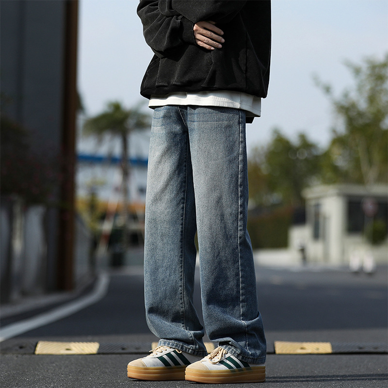 牛仔褲男士春夏直筒寬鬆闊腿褲2025新款休閒褲子美式潮牌男生長褲