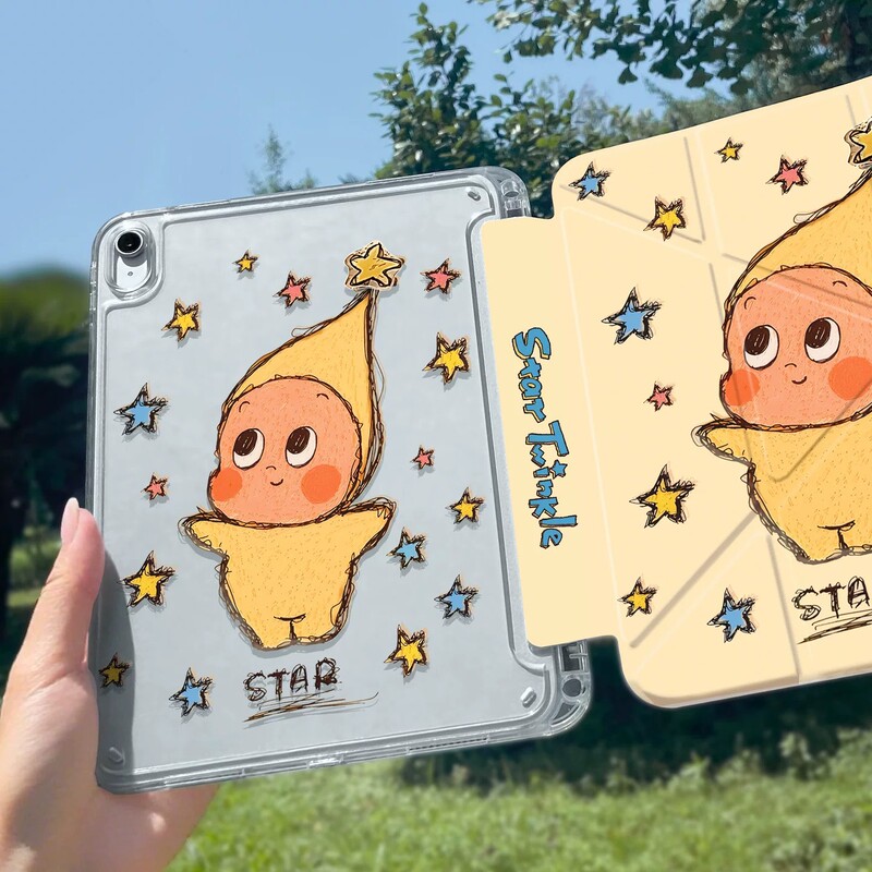 Star iPad Tablet Case Suitable for Apple 11inch Air8 with Pen Slot 13 Transparent Cute Mini6/5 Protective Case