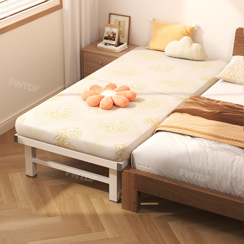 Temporary spare bed for hotels, inns, and guesthouses, single bed, foldable bed with wheels, reinforced, thickened, and elevated foam bed