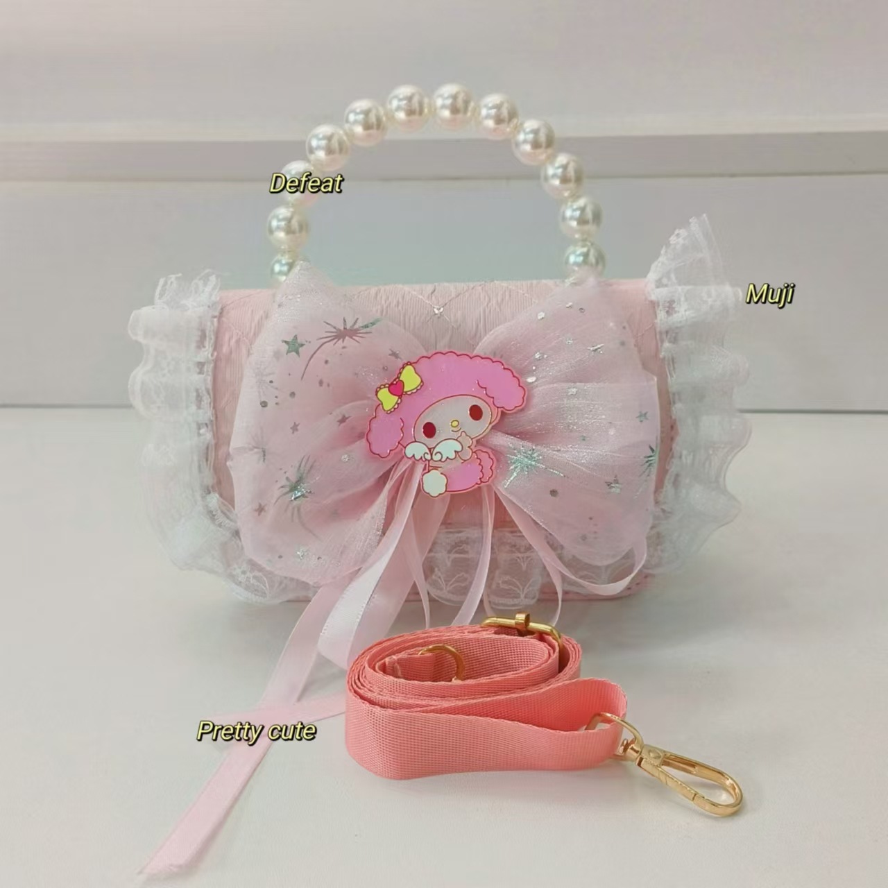 Bolso de arco para niños bolso de perlas bolso de hombro bolso de cambio bolso de accesorios bolso de dibujos animados Melody bolso de princesa