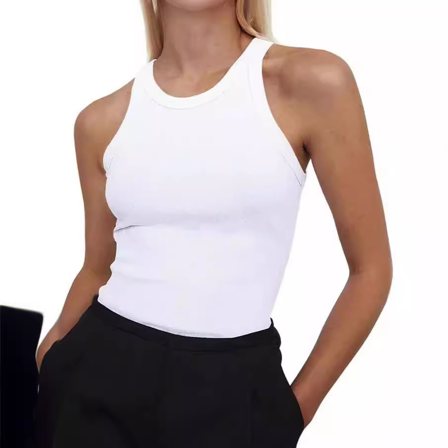 跨境欧美吊带背心女夏美式风格服飾背心圆领百搭修身打底街头上衣