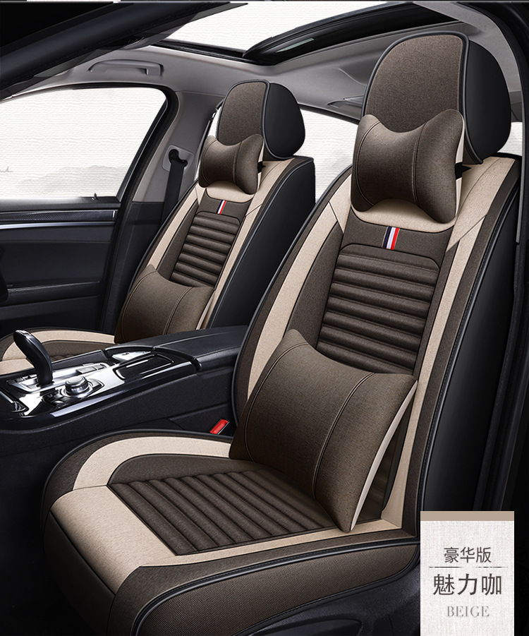 New Car Seat Covers for All Seasons, Linen Seat Cushions for Small Cars, Spring and Summer Car Seat Covers, Full Coverage Ice Silk Special Seat Cushions