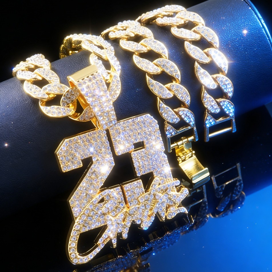 Europa y los Estados Unidos Hip Hop 23 colgantes de cadena cubana aleación de diamantes collar de rap joyería hipster al por mayor transfronterizo