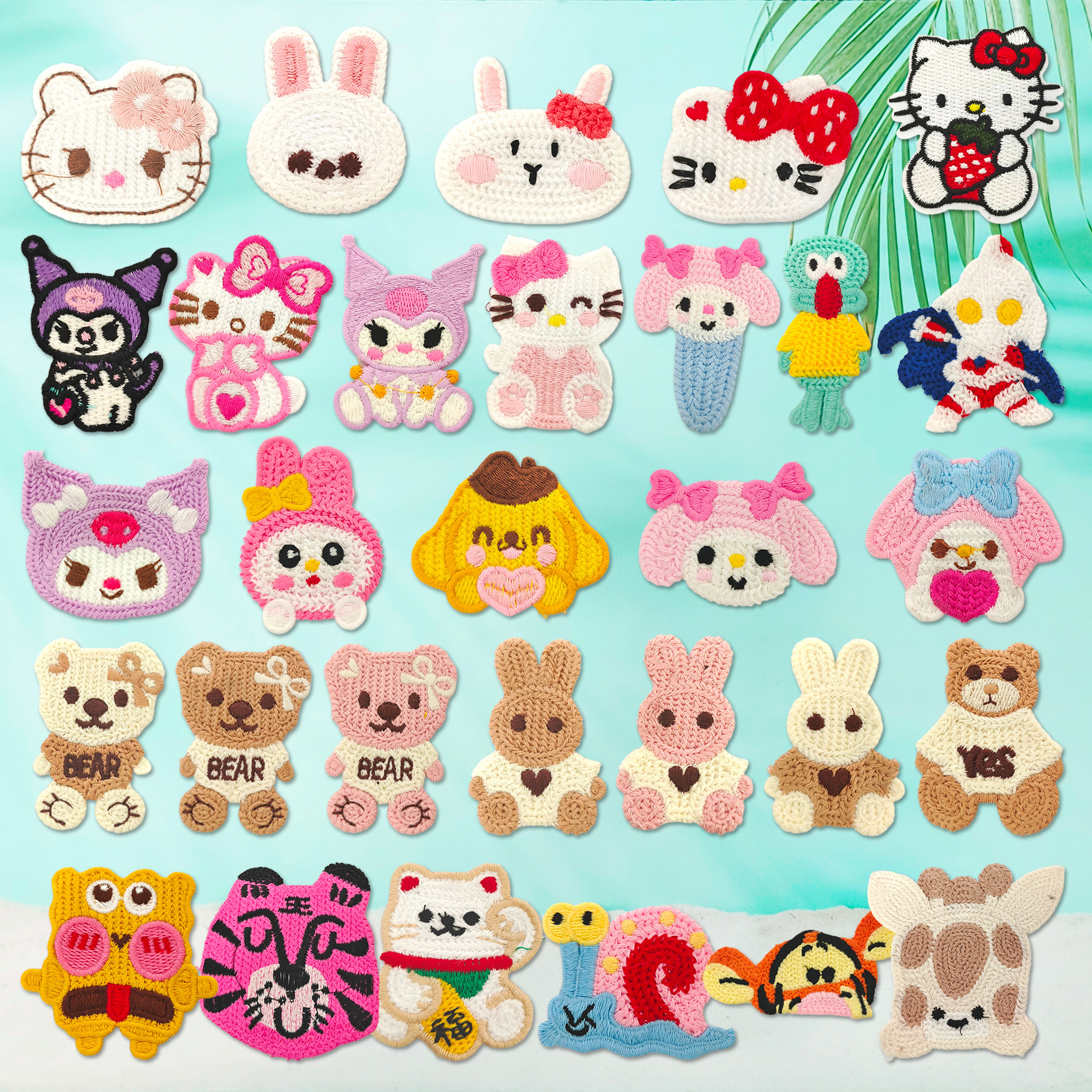 热卖款可爱小水溶刺绣猫咪兔子布贴儿童装手机壳装饰辅料配饰丝带